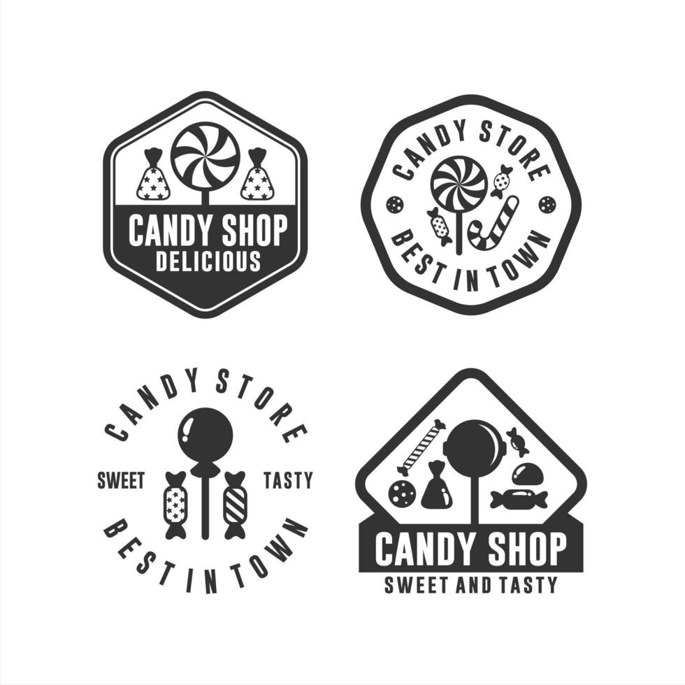 Candy store best in town logos vector