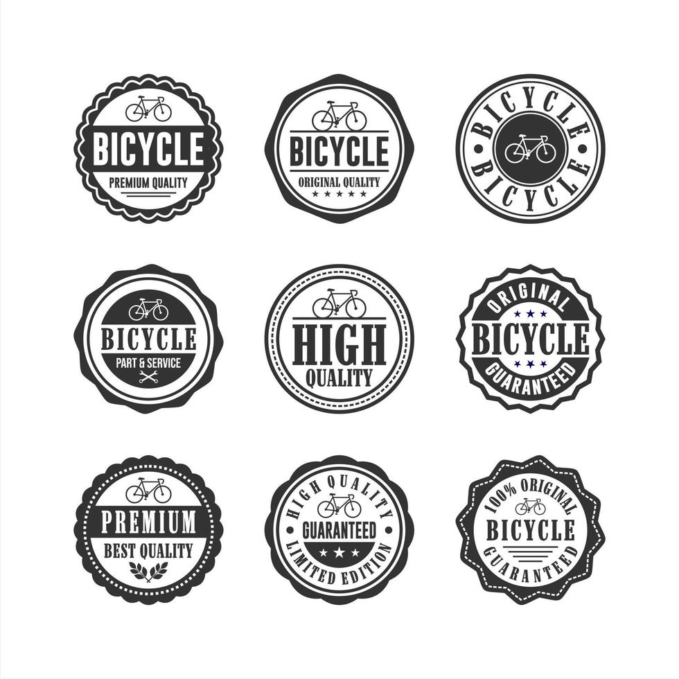 colección de sellos de insignia de servicio de tienda de bicicletas vector