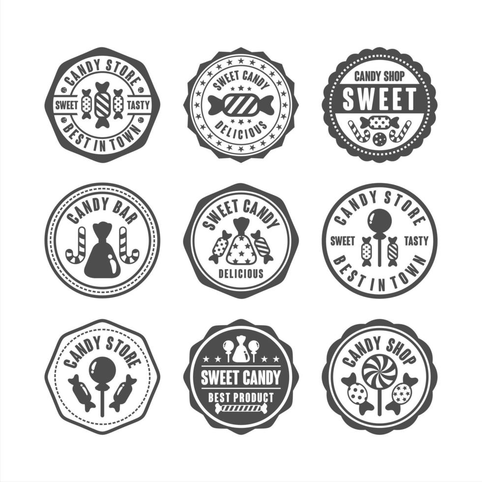 colección de tienda de dulces de sellos distintivos vector