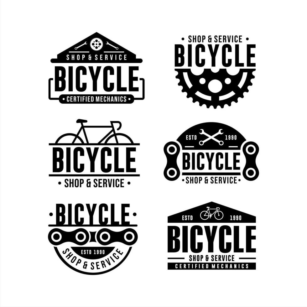diseño de logotipo de servicio y tienda de bicicletas vector