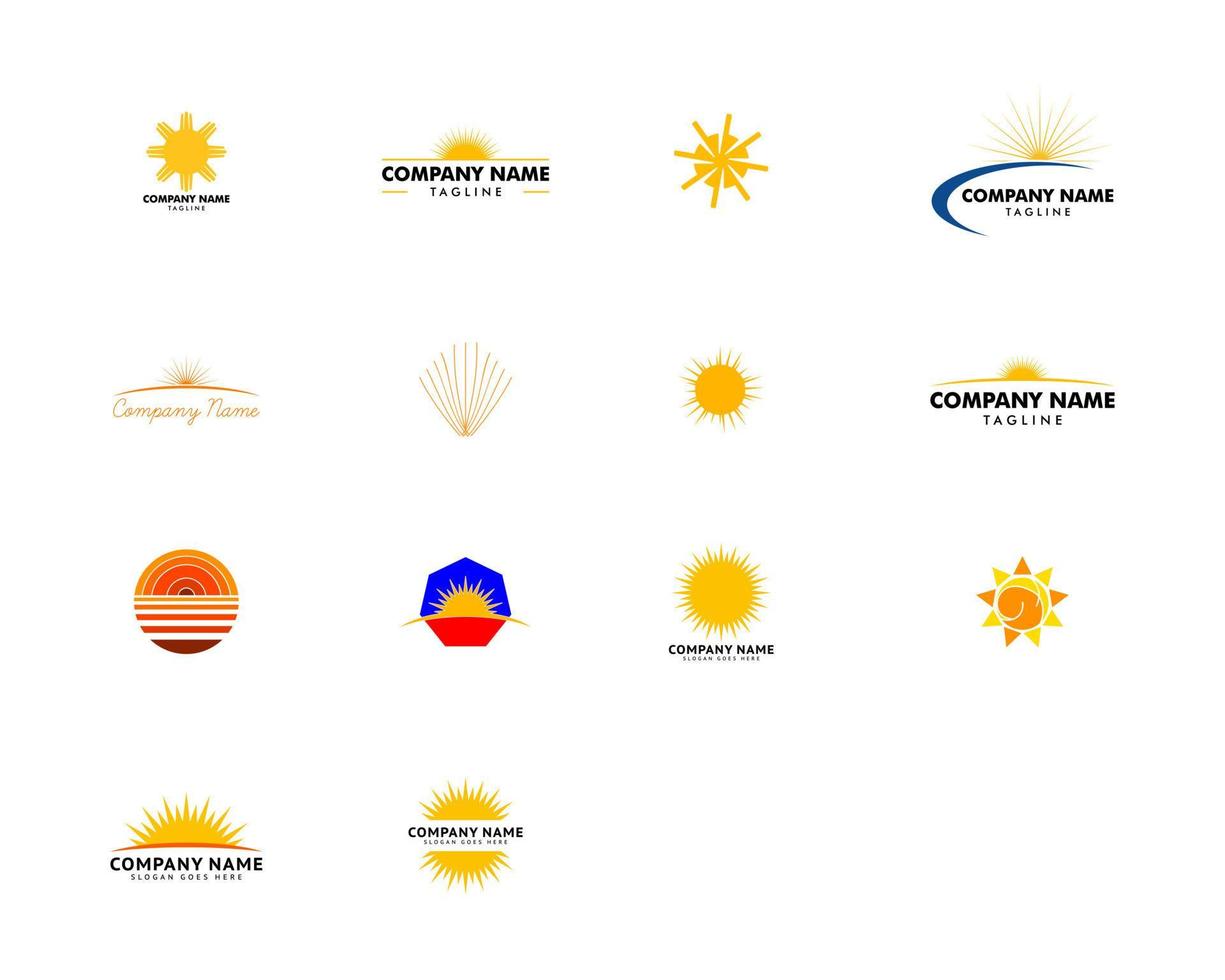 conjunto de vector de plantilla de diseño de logotipo de sol