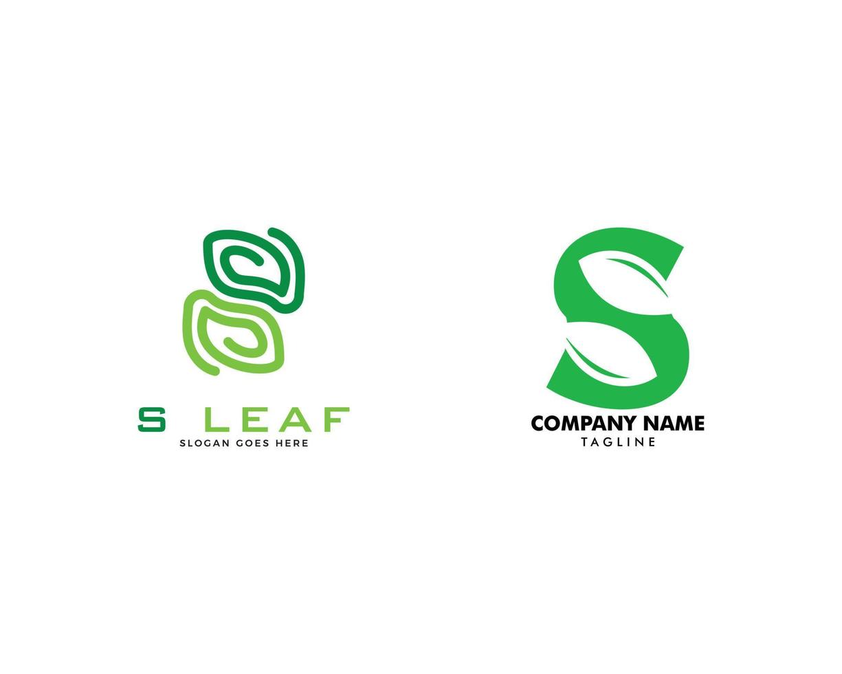 Set of Initial Letter S with Leaf Logo vector