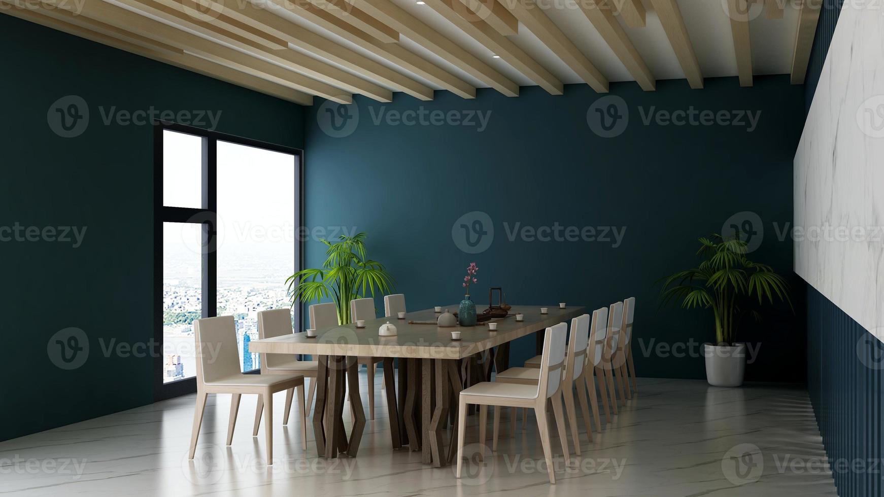 3D render office workspace modern meeting room mockup photo