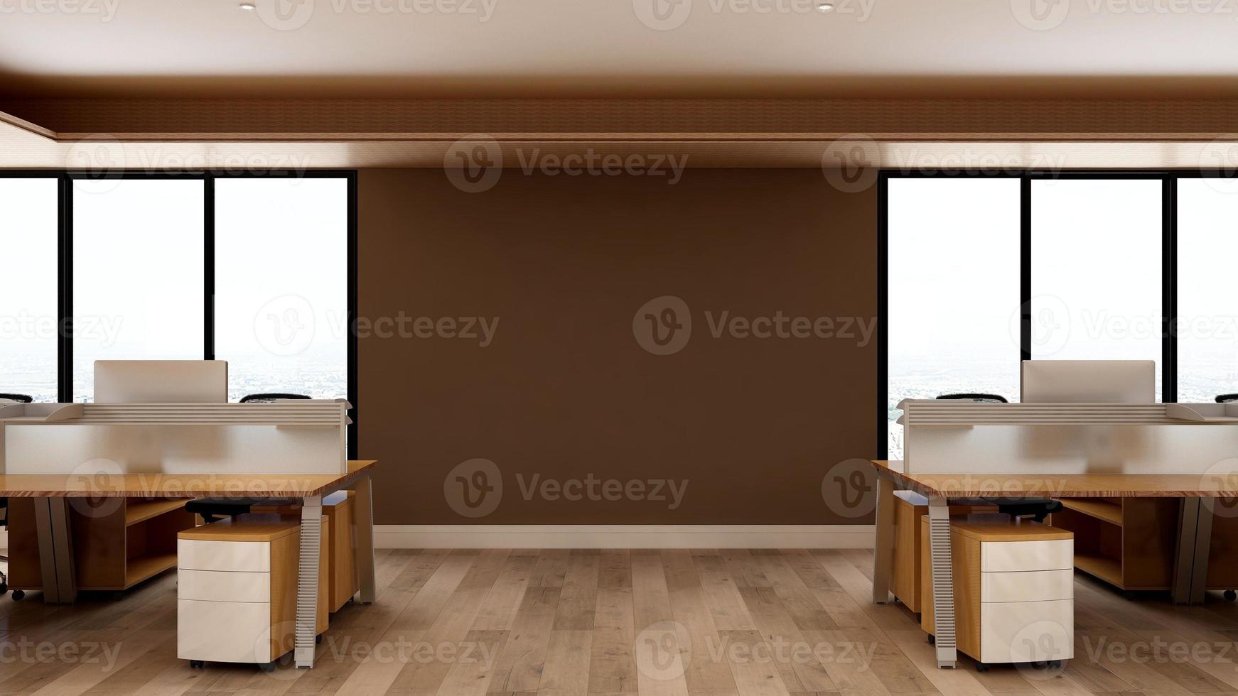 3D Render Realistic Office Workspace Modern Minimalist mockup photo