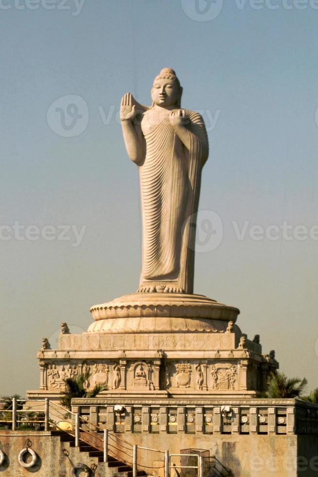 Statue of Buddha, Hussain Sagar Lake, Hyderabad, Andhra Pradesh, India, Asia photo