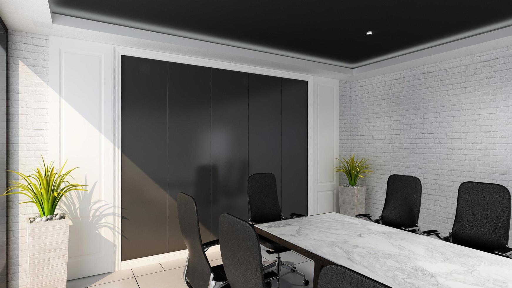 3D render office workspace modern meeting room mockup photo