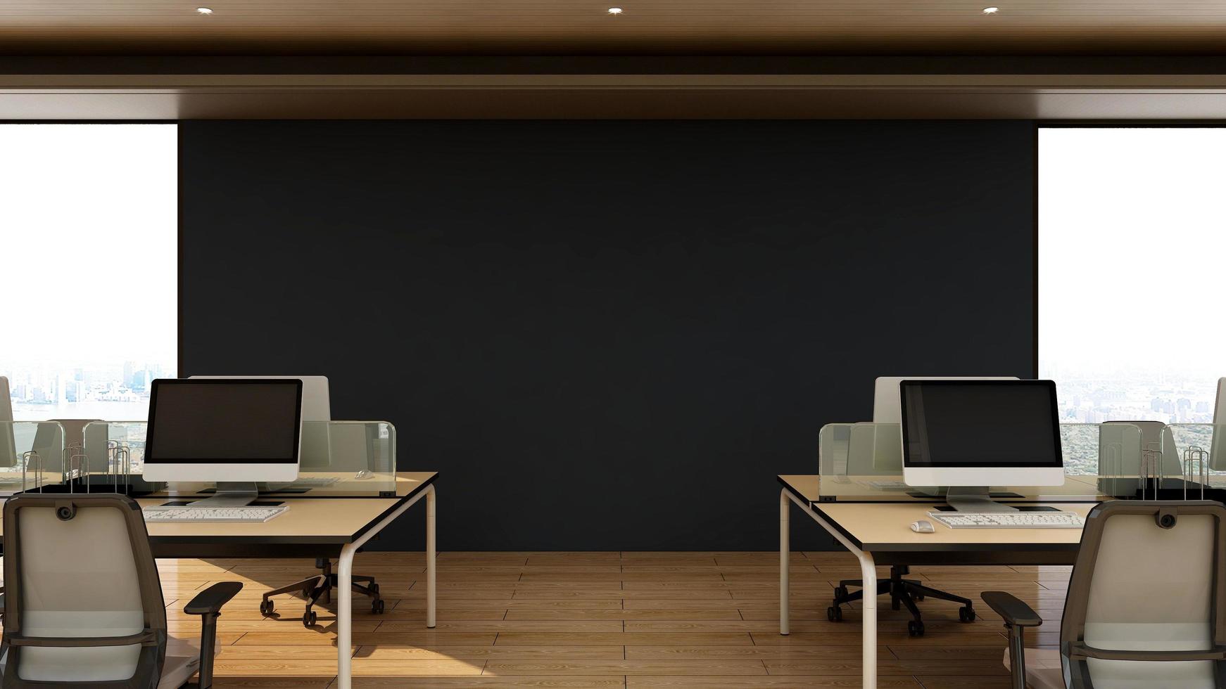 3D Render Realistic Office Workspace Modern Minimalist mockup photo