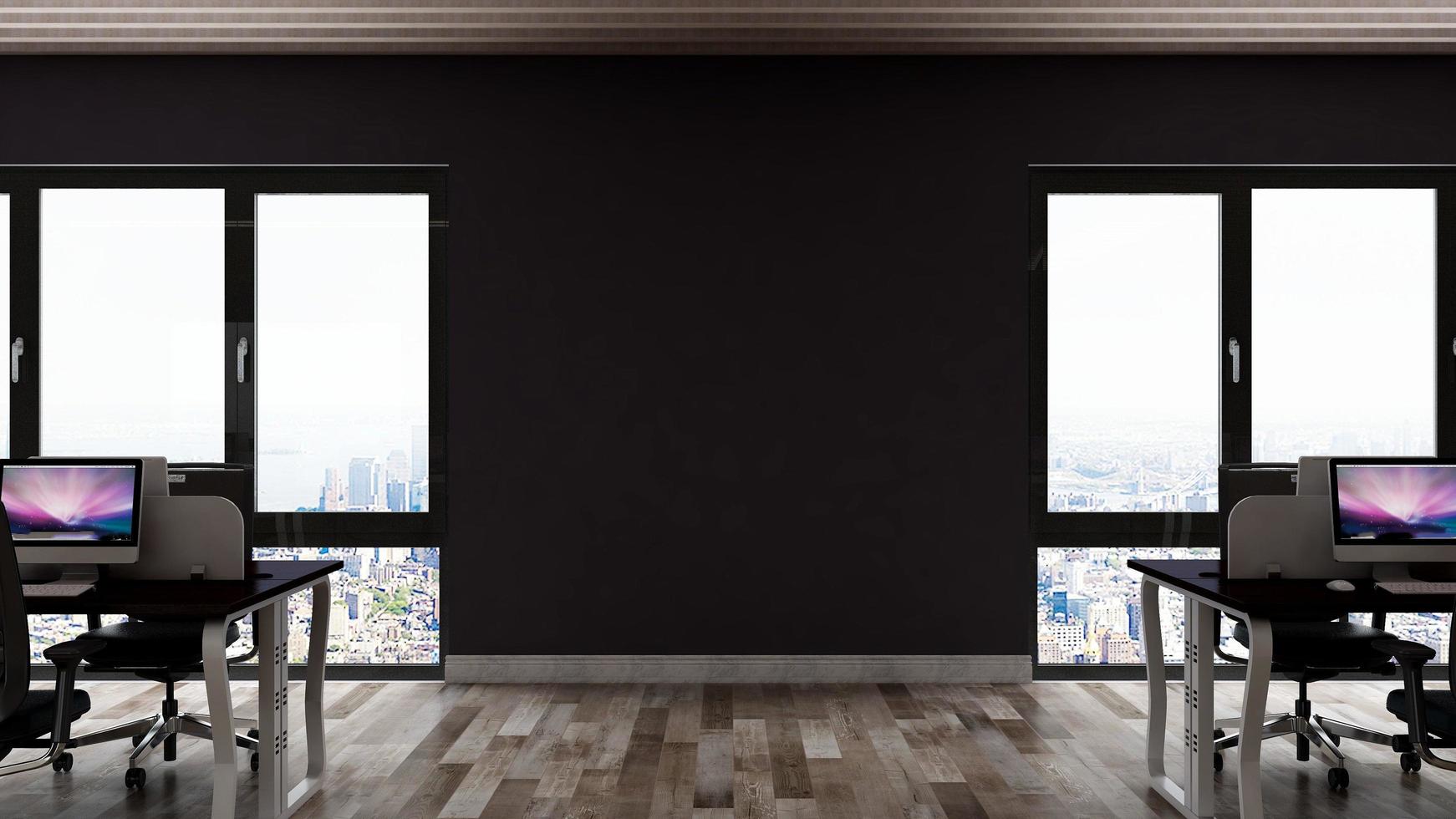 3D Render Realistic Office Workspace Modern Minimalist mockup photo