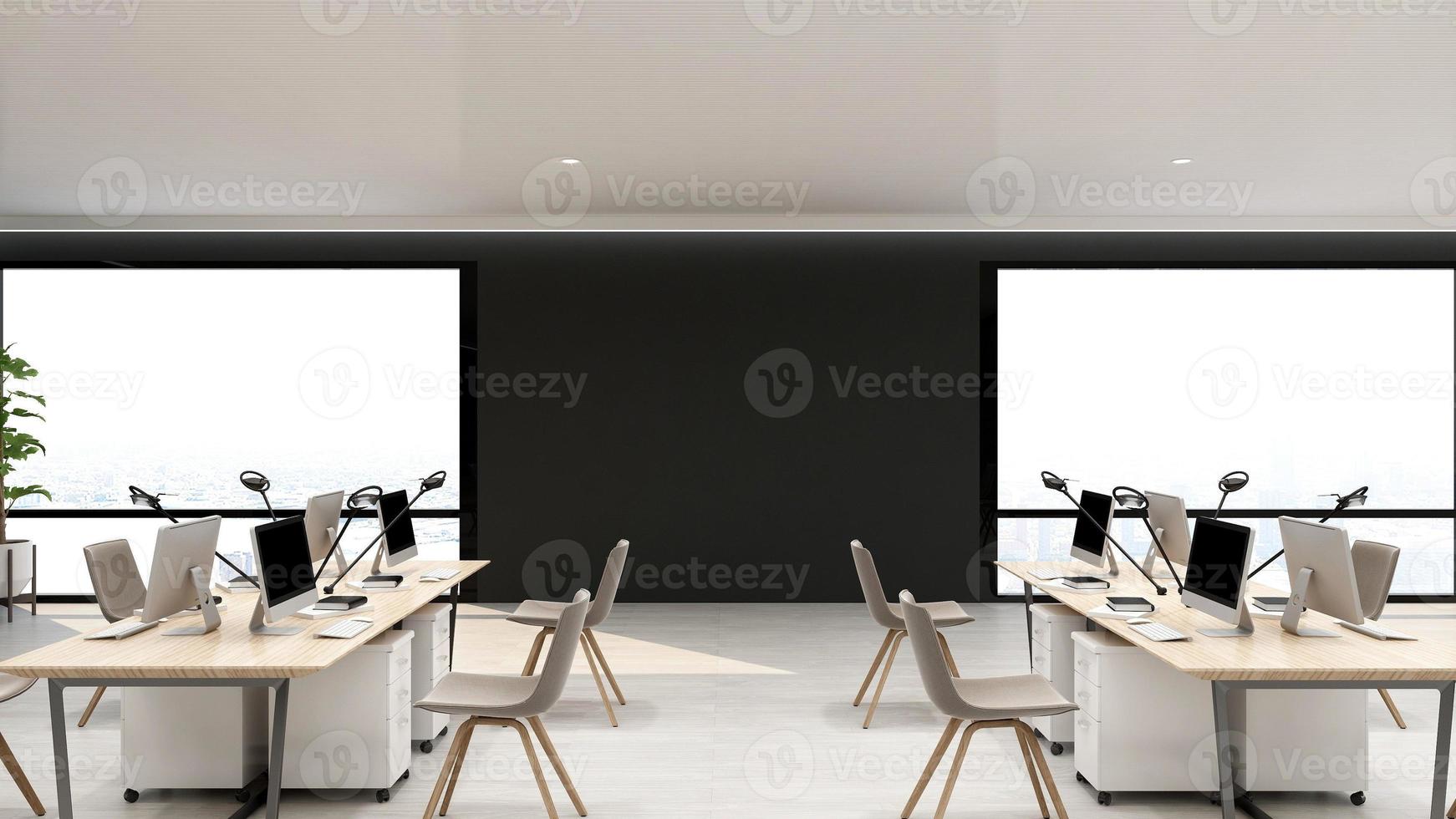 3D Render Realistic Office Workspace Modern Minimalist mockup photo