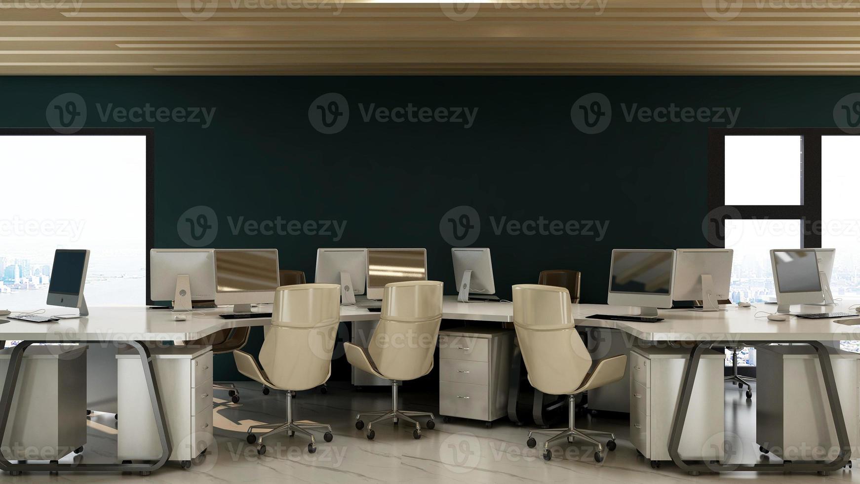 3D Render Realistic Office Workspace Modern Minimalist mockup photo