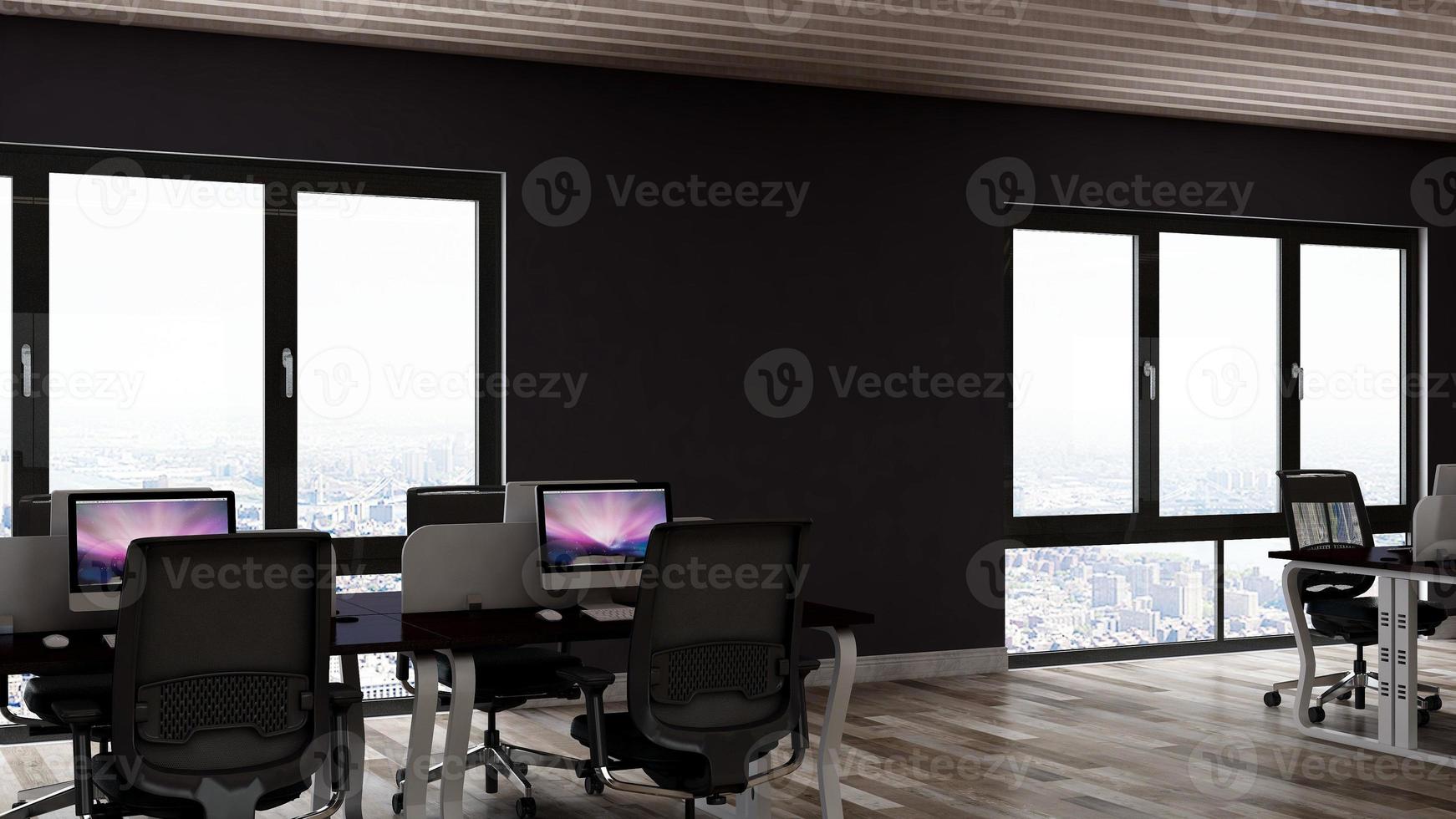 3D Render Realistic Office Workspace Modern Minimalist mockup photo