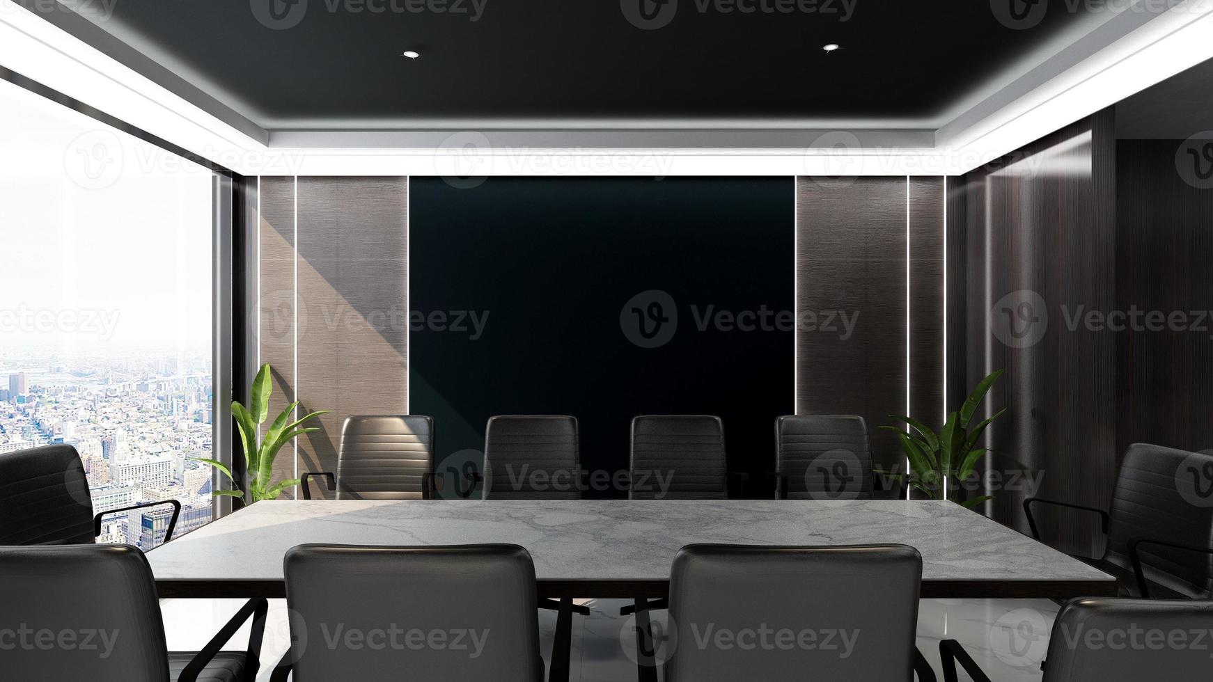 3D render office workspace modern meeting room mockup photo