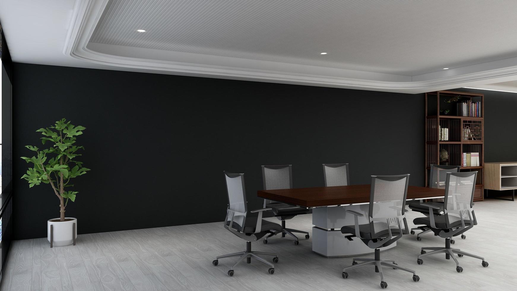 3D render office workspace modern meeting room mockup photo