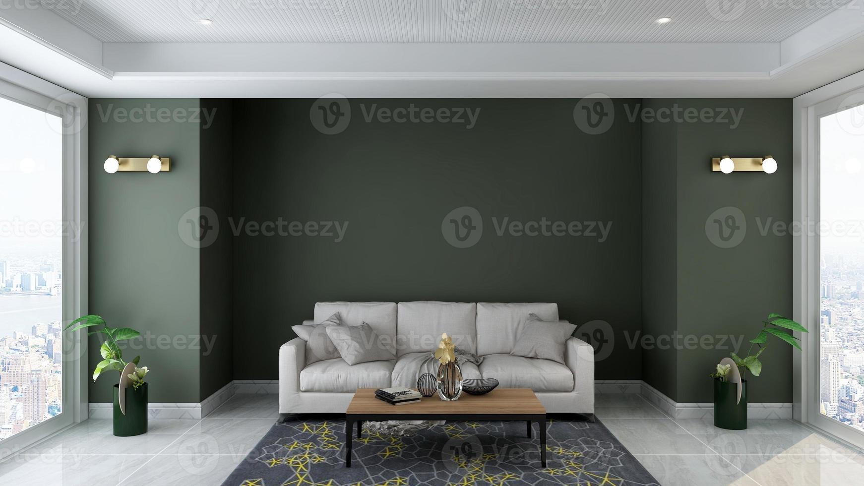 3d render executive office lounge wall mockup design photo
