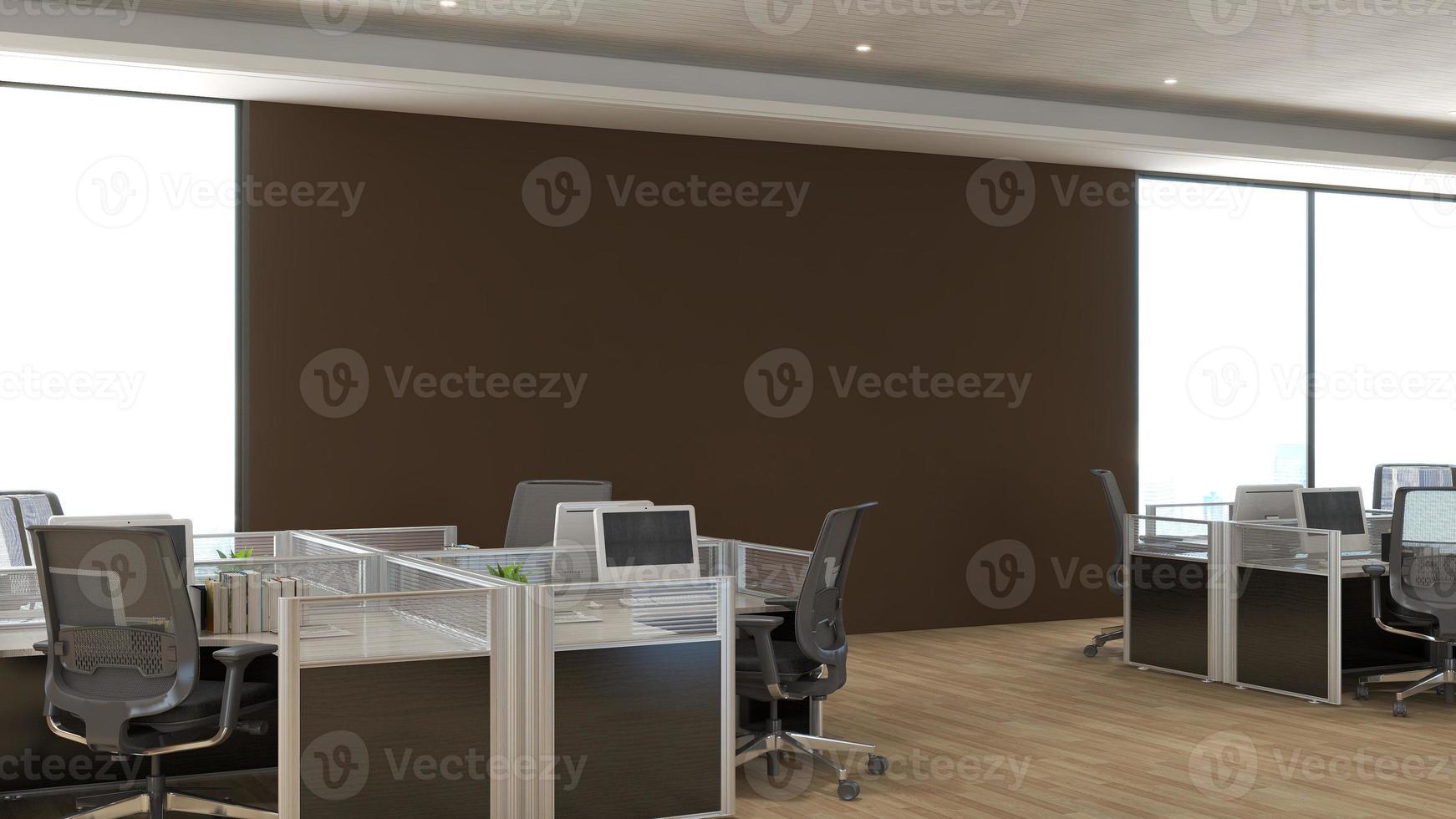3D Render Realistic Office Workspace Modern Minimalist mockup photo