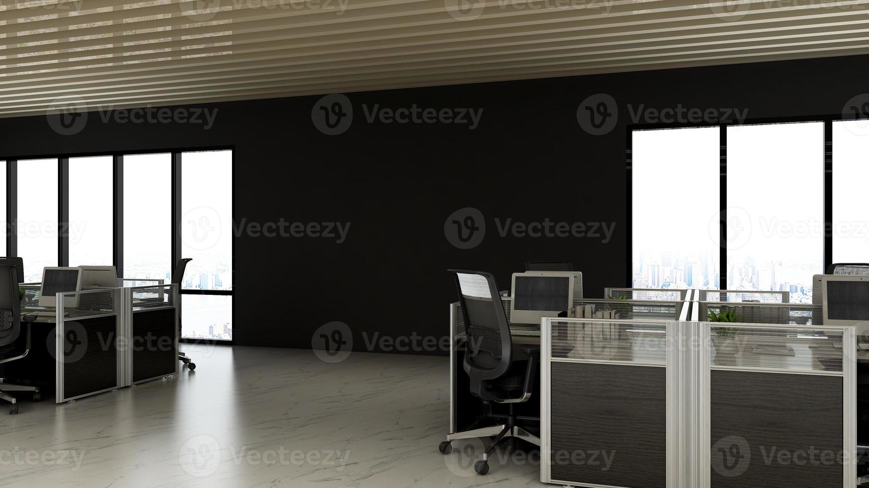 3D Render Realistic Office Workspace Modern Minimalist mockup photo