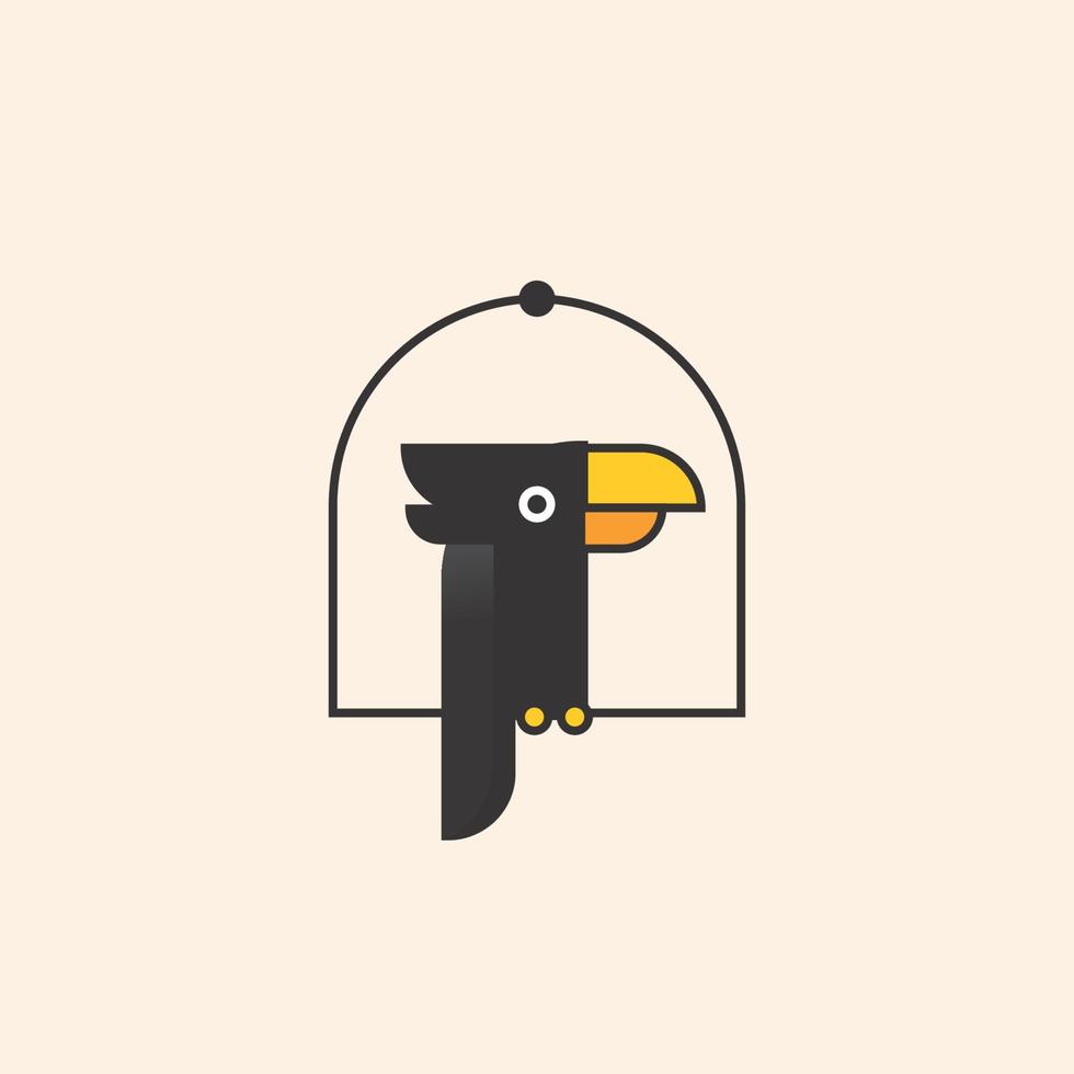 black parrot with yellow beak logo vector