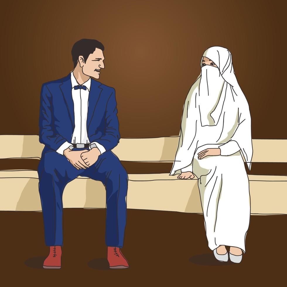 romantic illustration of muslim before marriage vector
