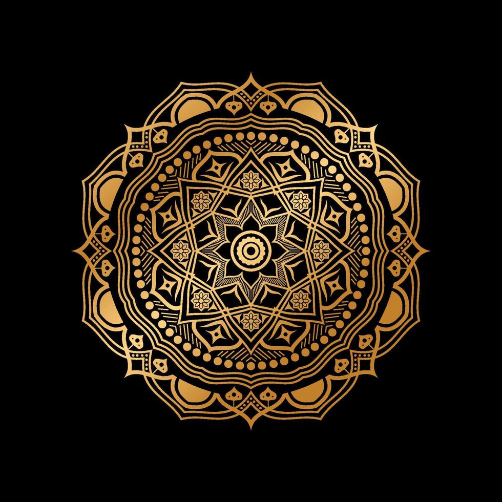 luxury gold mandala on black background. Ethnic vintage pattern. vector
