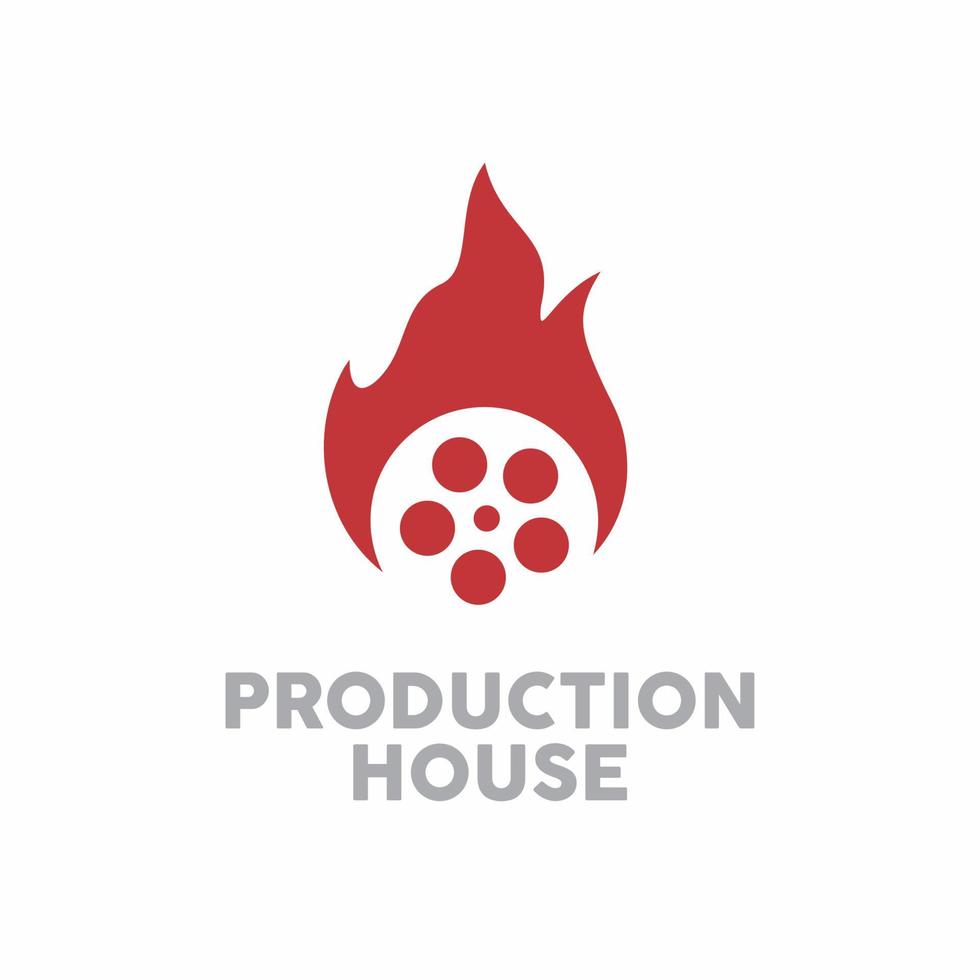 fire on roll film - logo for production house or movie institution vector