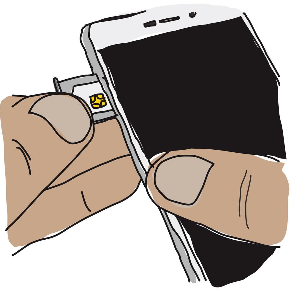 illustration of changing or ejecting a simcard on android phone vector