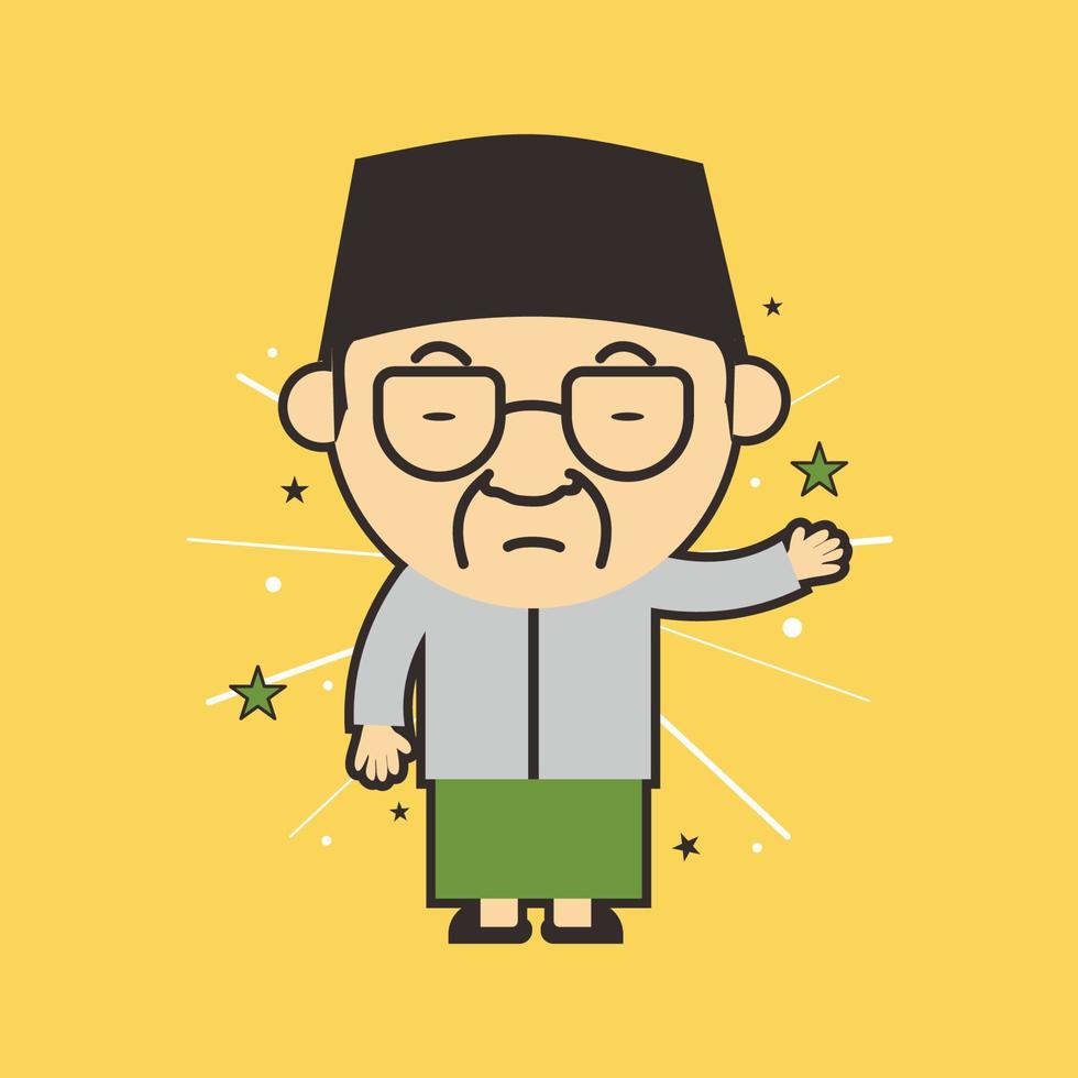 cute illustration of muslim old man vector