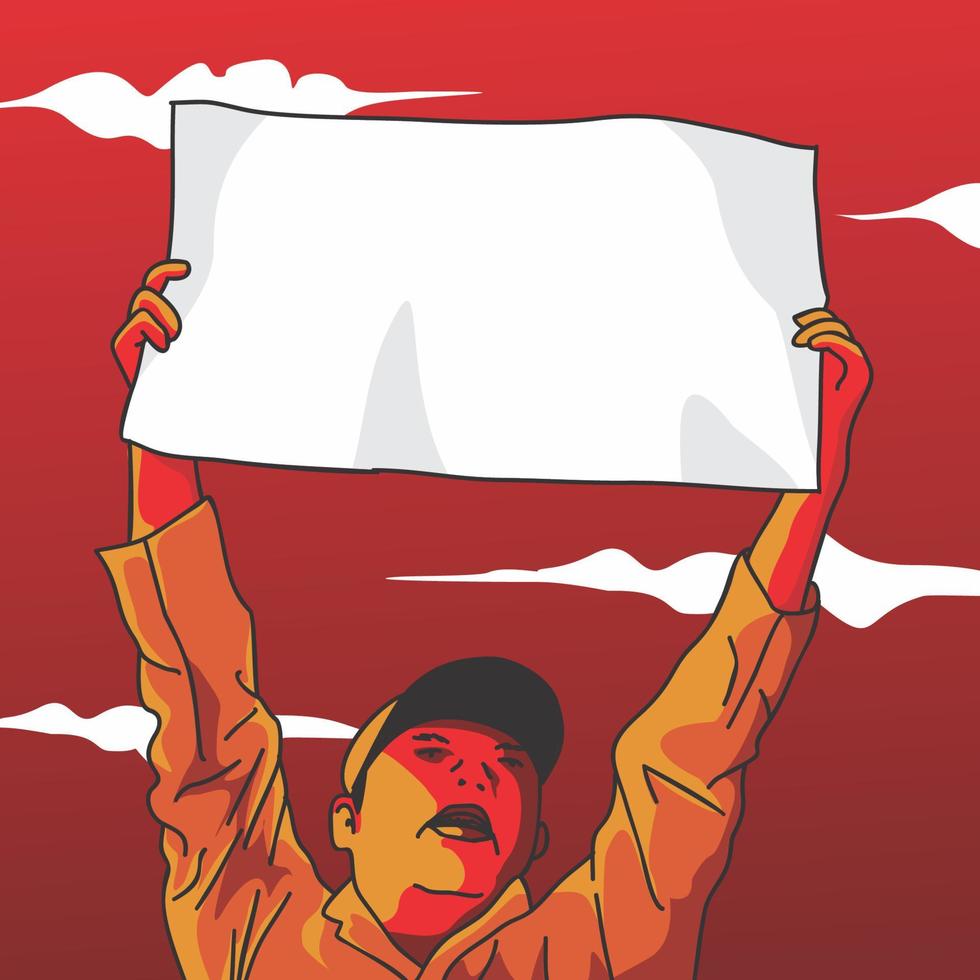 image of a demonstrator holding up a poster for free speech vector