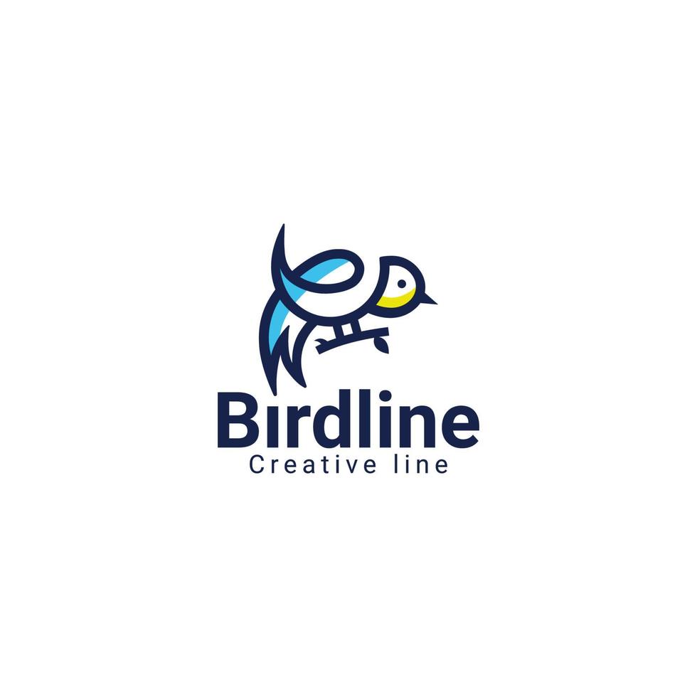 plantilla de icono de vector de logotipo de pájaro esquema de arte de línea de color monoline