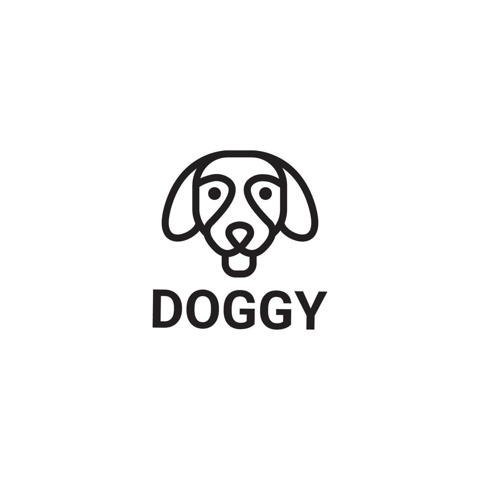 Dog face with tongue out monoline logo icon simple and minimal vector