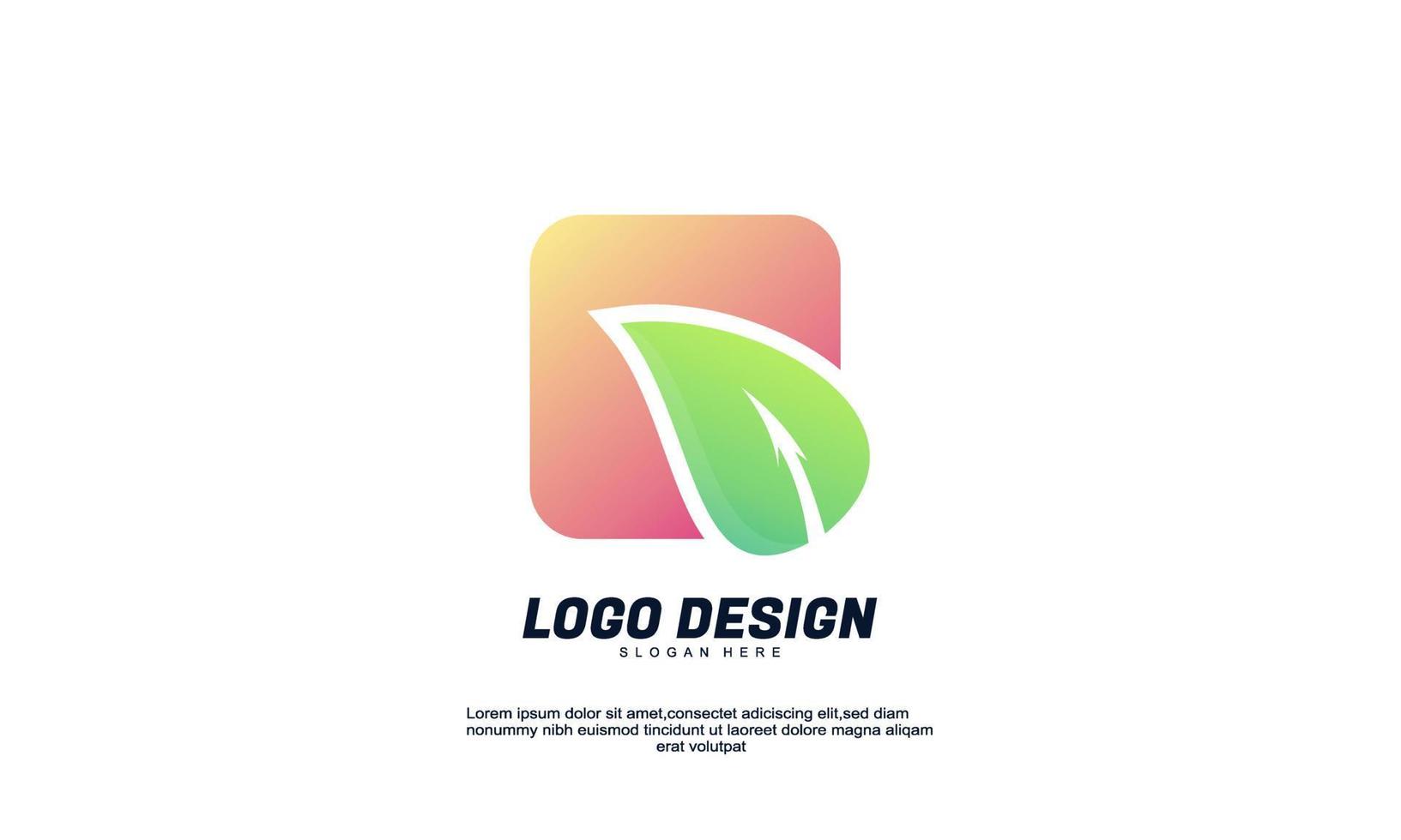 vector de stock hoja creativa abstracta y rectángulo para el logotipo degradado colorido de la empresa