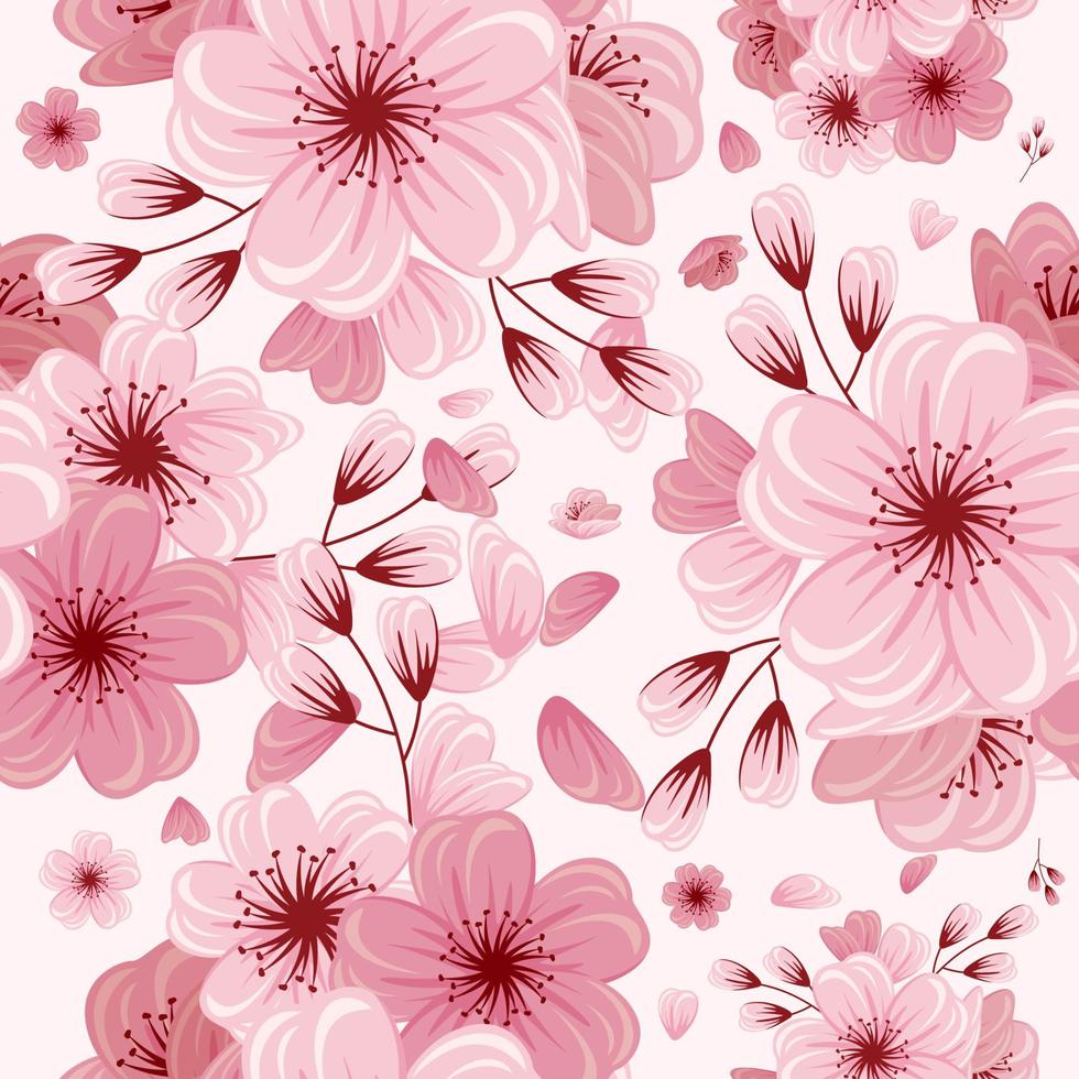 Cherry Blossom Seamless Pattern vector