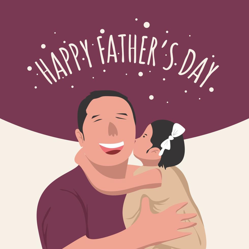 happy father's day daughter greeting holiday flat design celebration vector