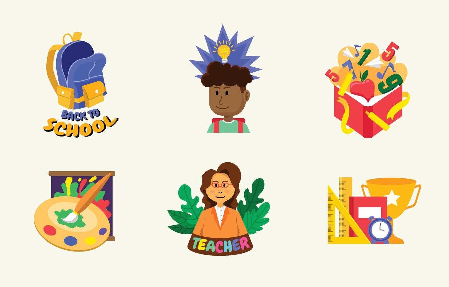 Back to School Stickers Set vector
