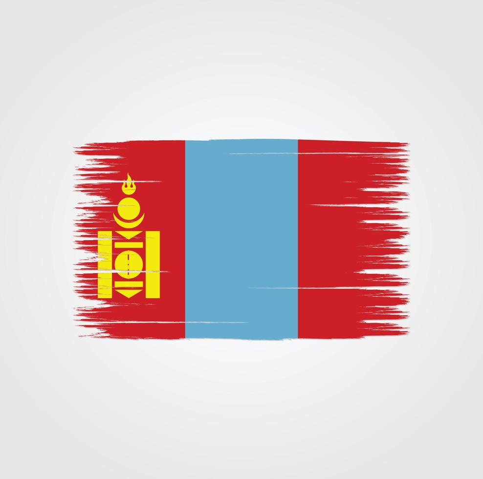 Flag of Mongolia with brush style vector