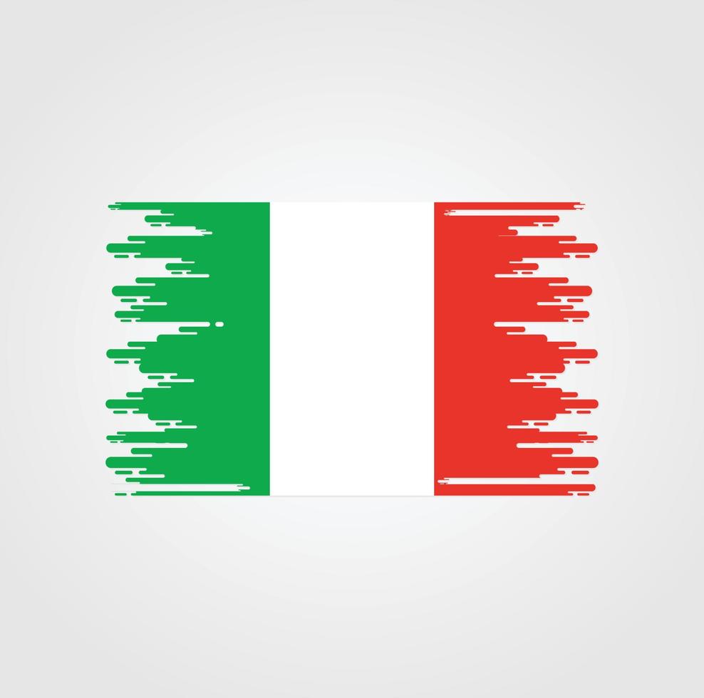 bandera de italia con diseño de estilo de pincel de acuarela vector