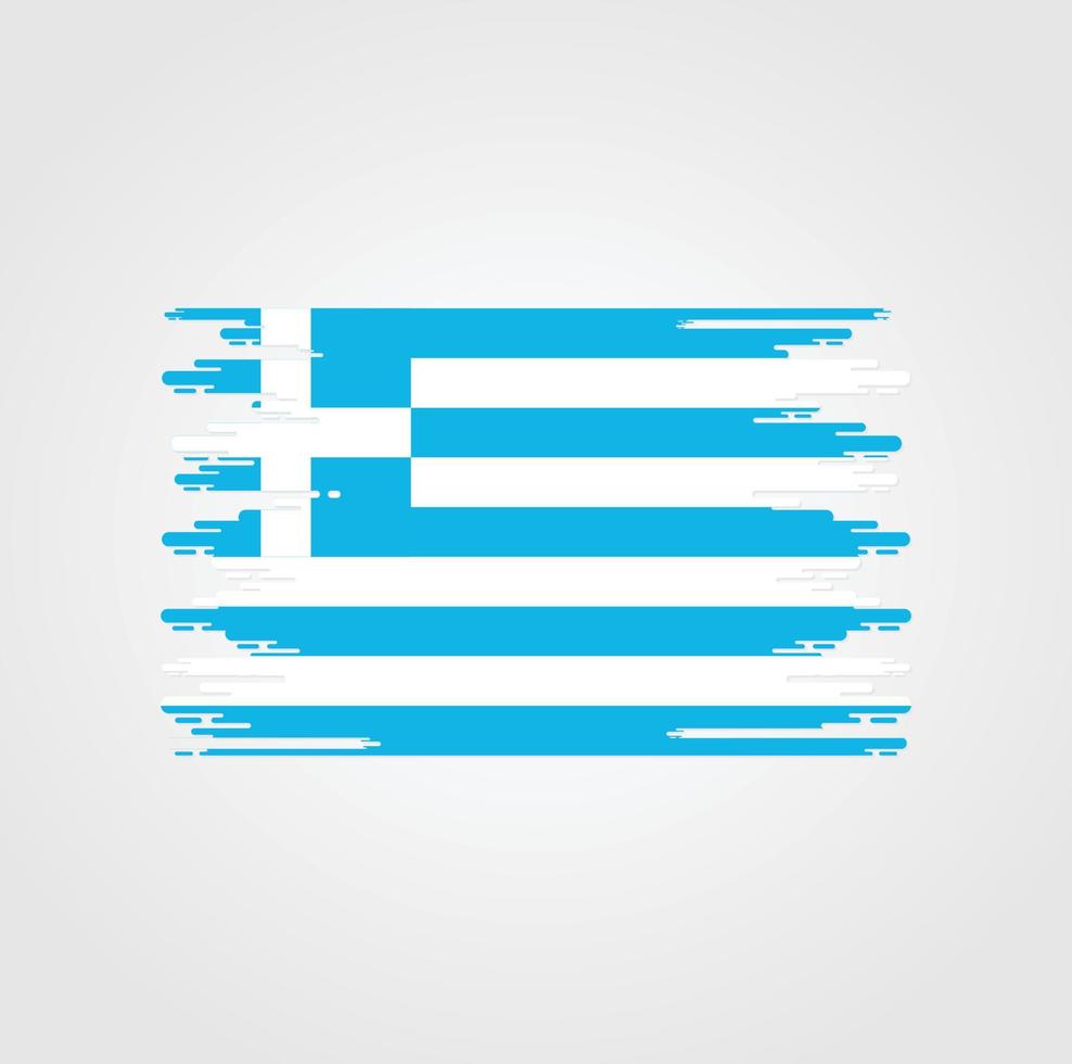 Greece Flag With Watercolor Brush style design vector