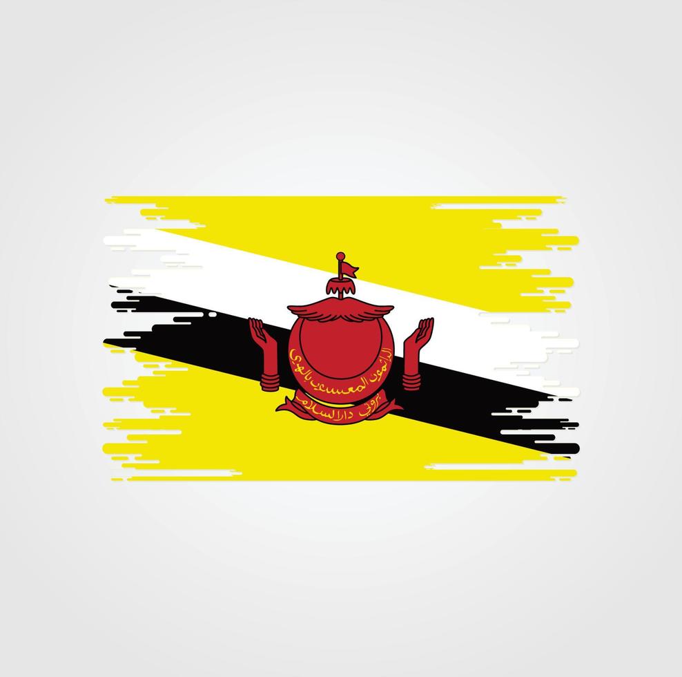 Brunei Flag With Watercolor Brush style design vector