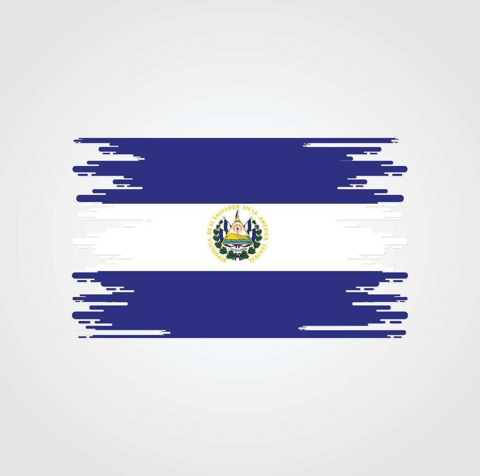 El Salvador Flag With Watercolor Brush style design vector