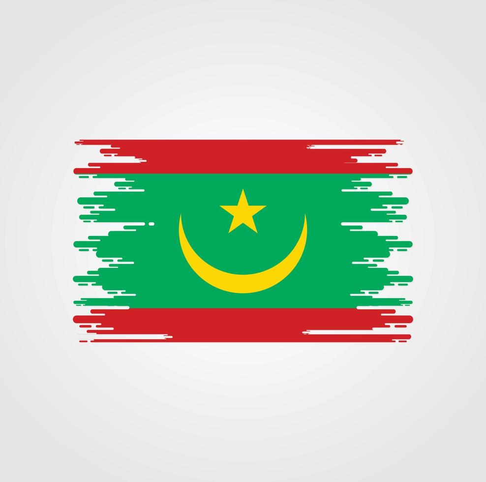 bandera de mauritania con diseño de estilo de pincel de acuarela vector