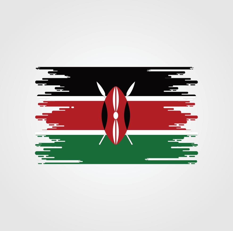 Kenya Flag With Watercolor Brush style design vector