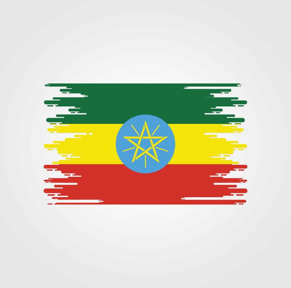 bandera de etiopía con diseño de estilo de pincel de acuarela vector