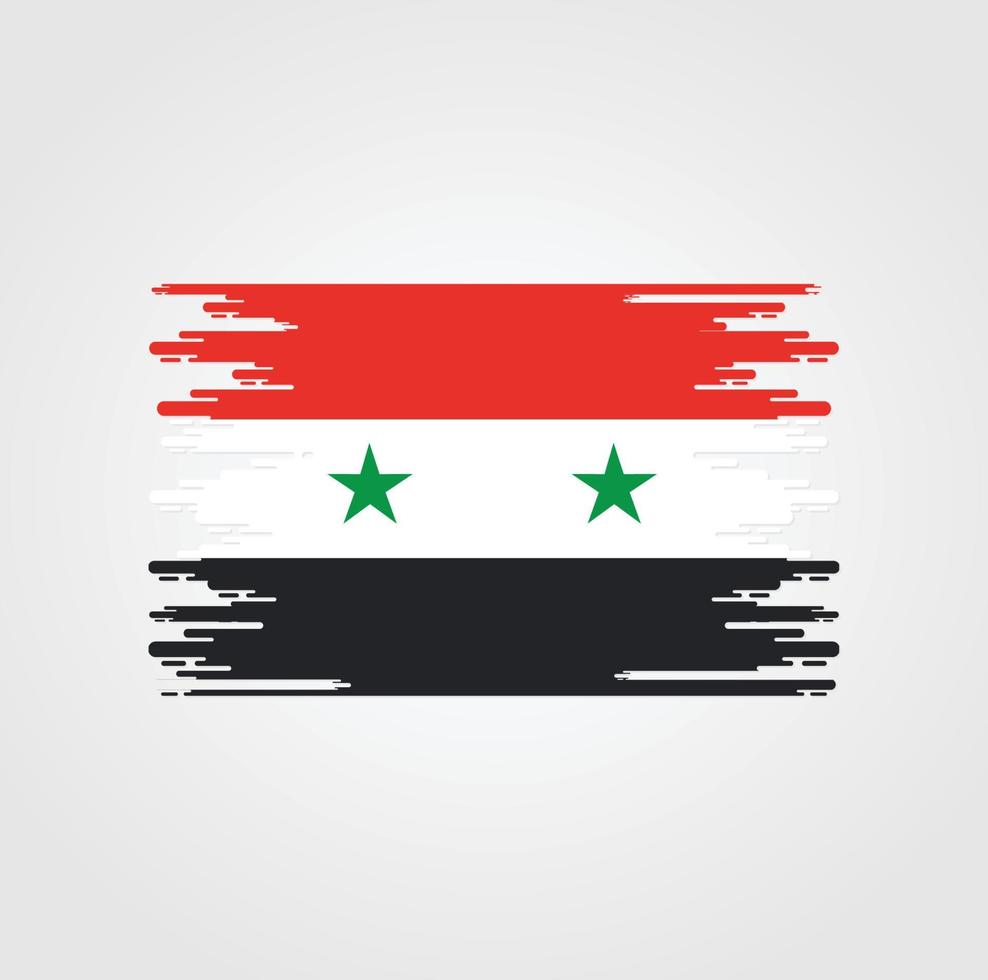 bandera siria con diseño de estilo de pincel de acuarela vector