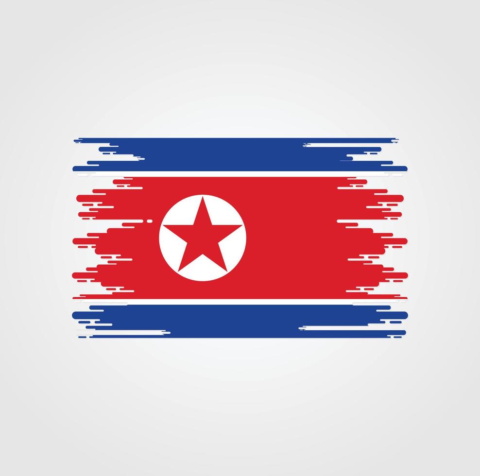 North Korea Flag With Watercolor Brush style design vector