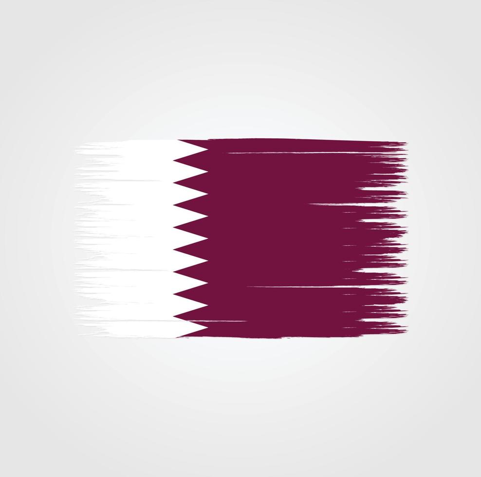 Flag of Qatar with brush style vector