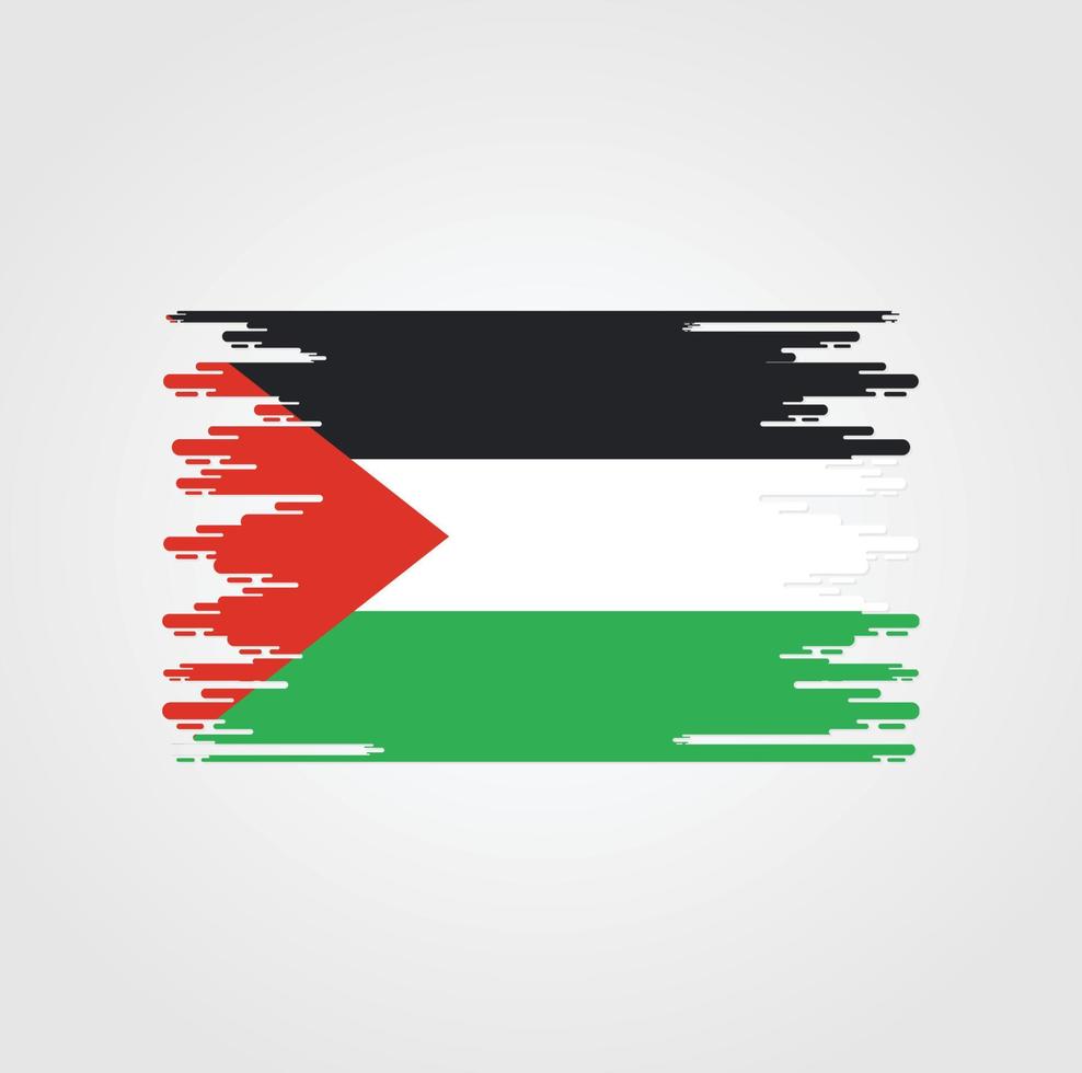 Palestine Flag With Watercolor Brush style design vector