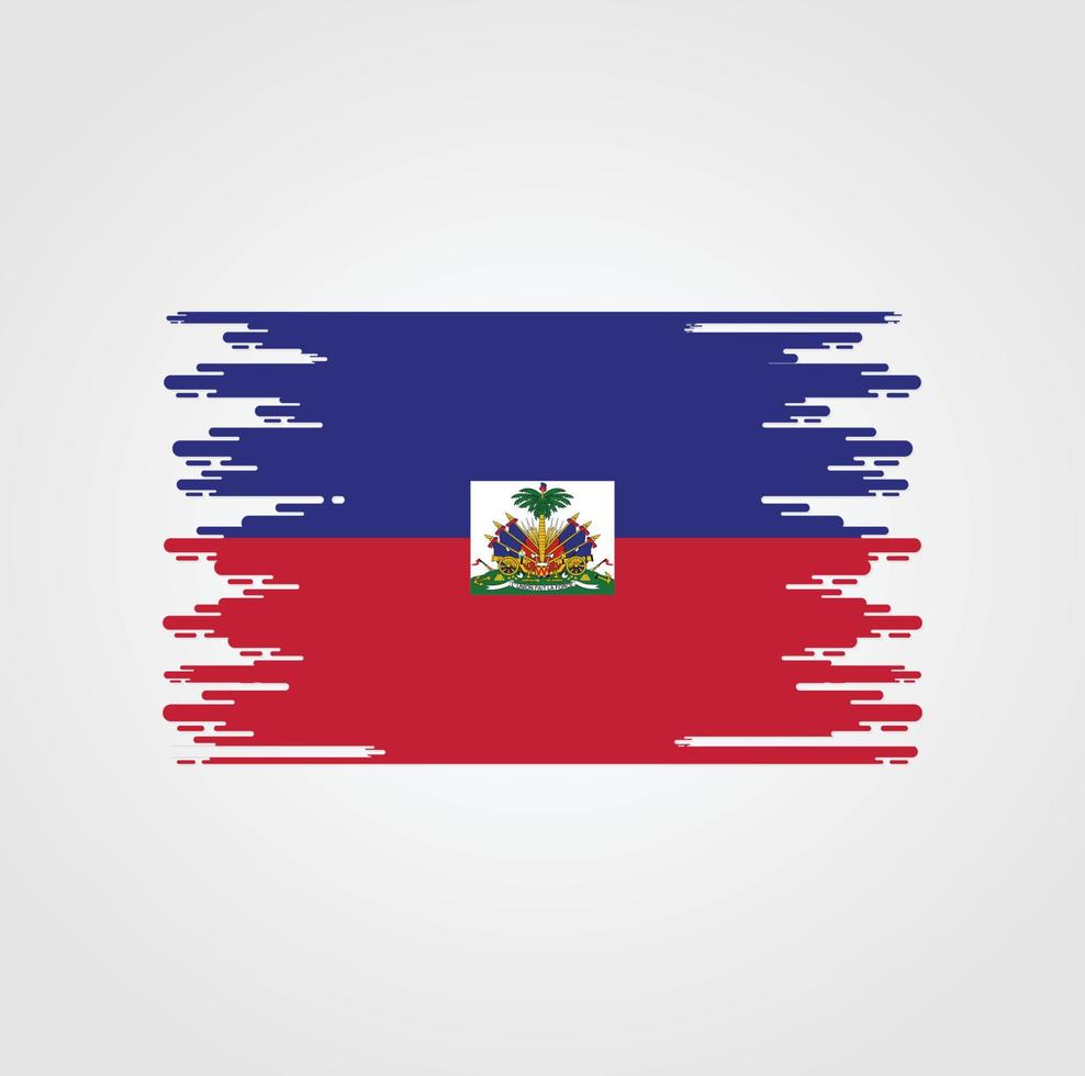 Haiti Flag With Watercolor Brush style design vector