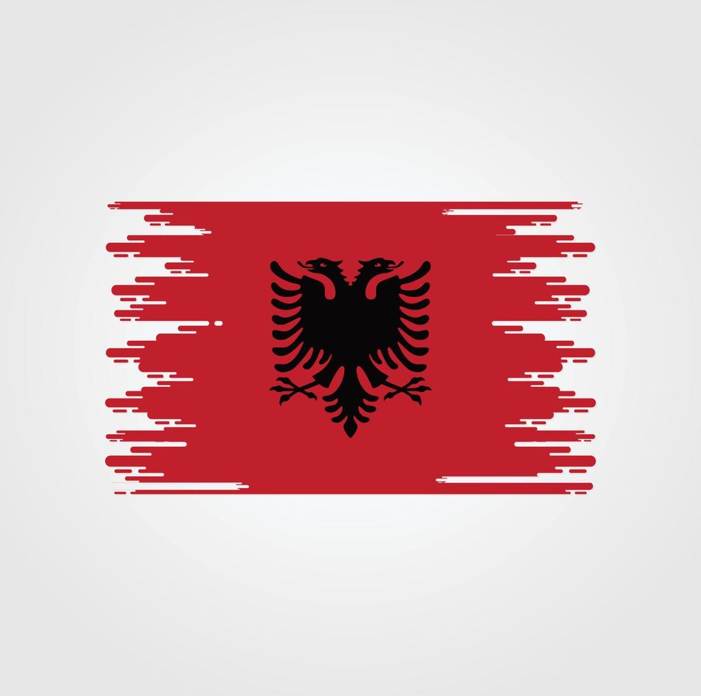 bandera de albania con diseño de estilo de pincel de acuarela vector