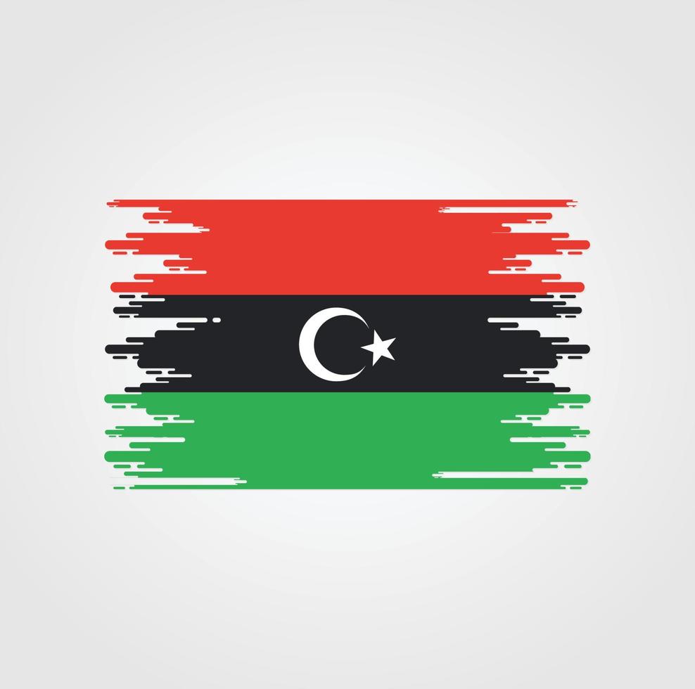 bandera de libia con diseño de estilo de pincel de acuarela vector