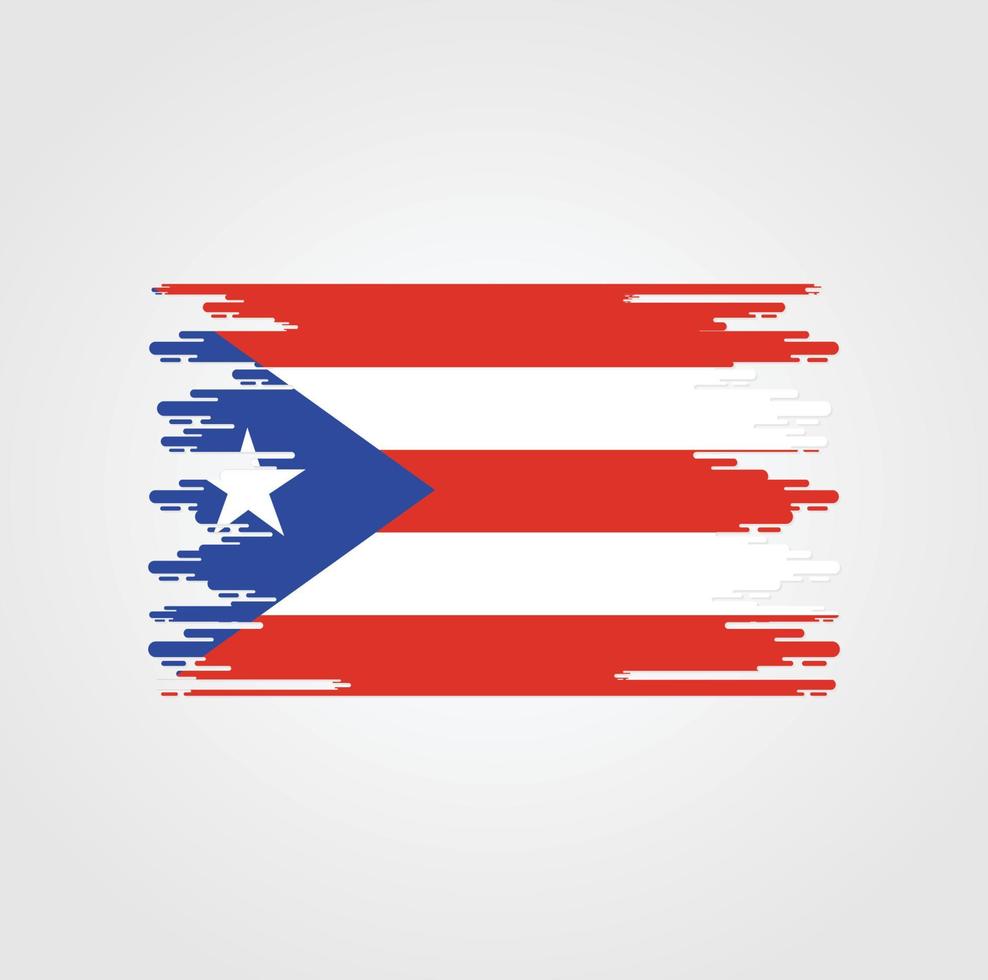 bandera de puerto rico con diseño de estilo de pincel de acuarela vector