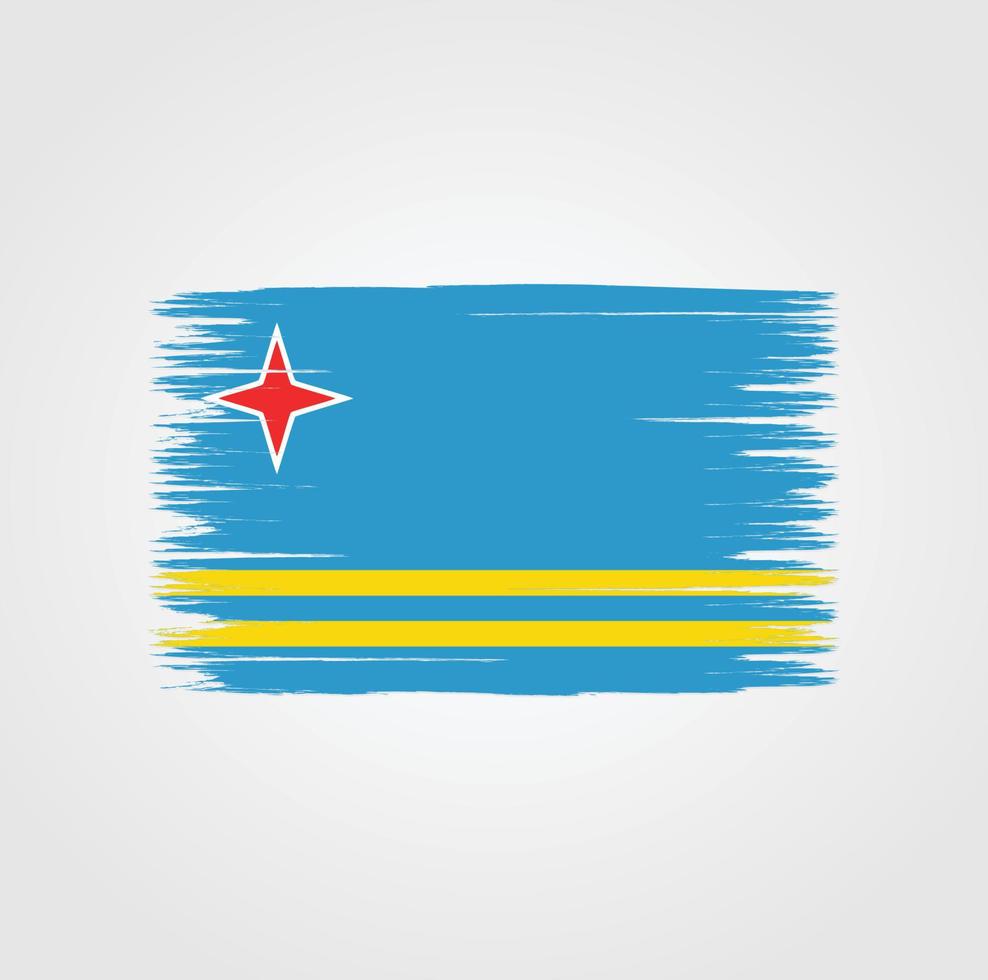 Flag of Aruba with brush style vector